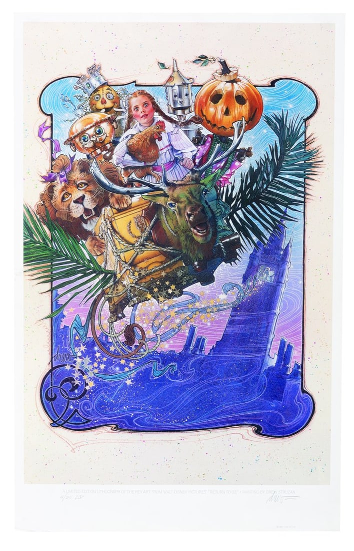 A Drew Struzan Signed "Return to Oz" Lithograph.: (Disney, 1985) An artist's proof "Return to Oz" lithograph print signed by the artist Drew Struzan and hand-numbered 4/25. With an image size of 17" x 25.25" and measuring 18.25" x 28.5" overall, the