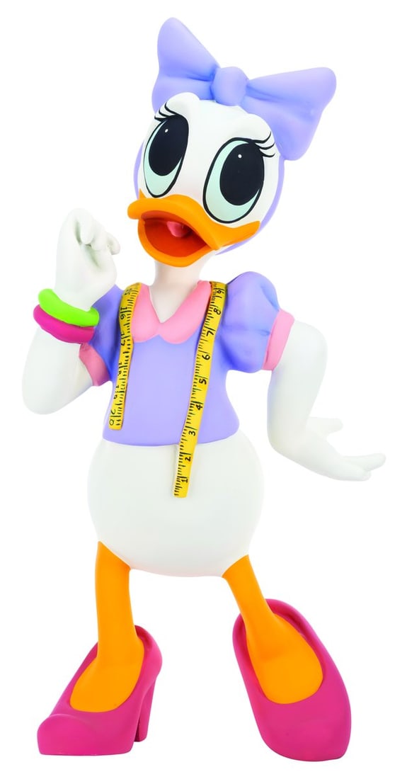 A Daisy Duck Disney Store Display Figure.: (Disney, 1990s-2000s) A fiberglass figure of Daisy Duck as a seamstress, originally part of a Hollywood-themed display at the Disney Store. Measuring 11" x 16" x 29" tall, the figure is in very good c