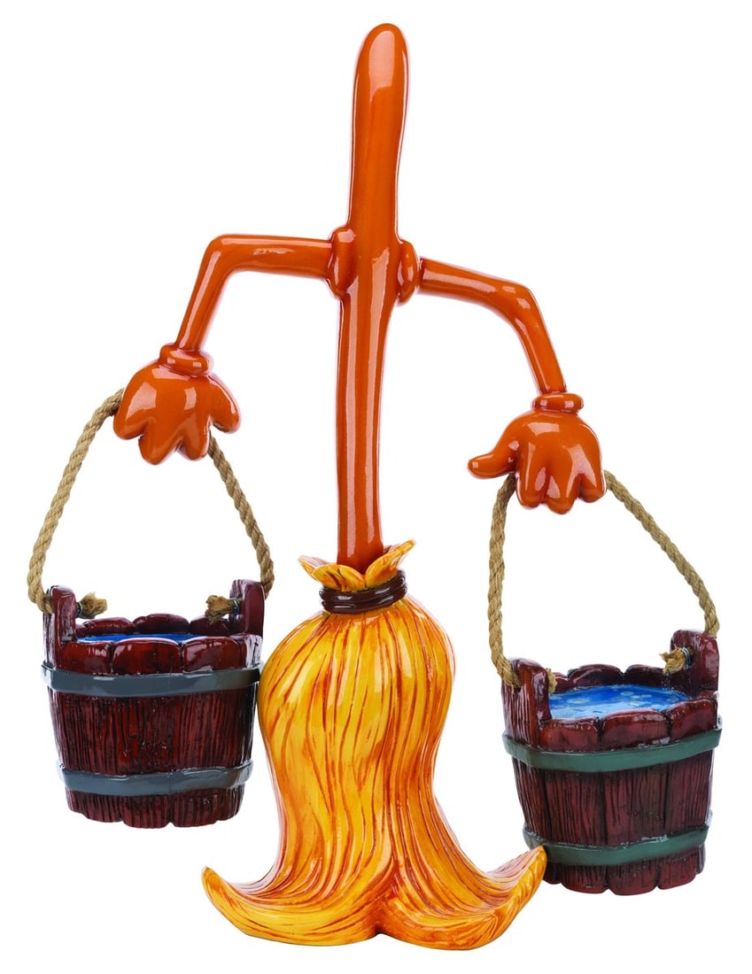 A "Fantasia" Enchanted Broom Disney Store Display Figure.: (Disney, 1990s-2000s) A Disney Store display figure of an enchanted broom from the Sorcerer’s Apprentice segment of "Fantasia." Measuring 9" x 16" x 28" tall with 8" x 8" x 7" tall buckets, the figu