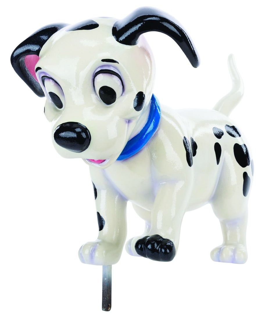 A "101 Dalmatians" Disney Store Display Figure.: (Disney, 1995) A "One Hundred and One Dalmatians" puppy display figure, originally displayed at a Disney Store. Measuring 10" x 19" x 16" tall, including the rod, the fiberglass figure is in very good