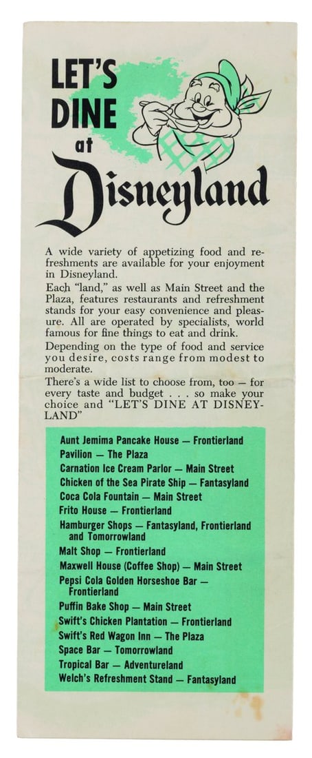 A Fess Parker Signed 1955 Welcome to Disneyland Brochure.: (Disneyland, 1955) An opening year Welcome to Disneyland fold-out map signed by Fess Parker, who portrayed Walt Disney's Davy Crockett. This “Personal Guide to Disneyland” was available at the