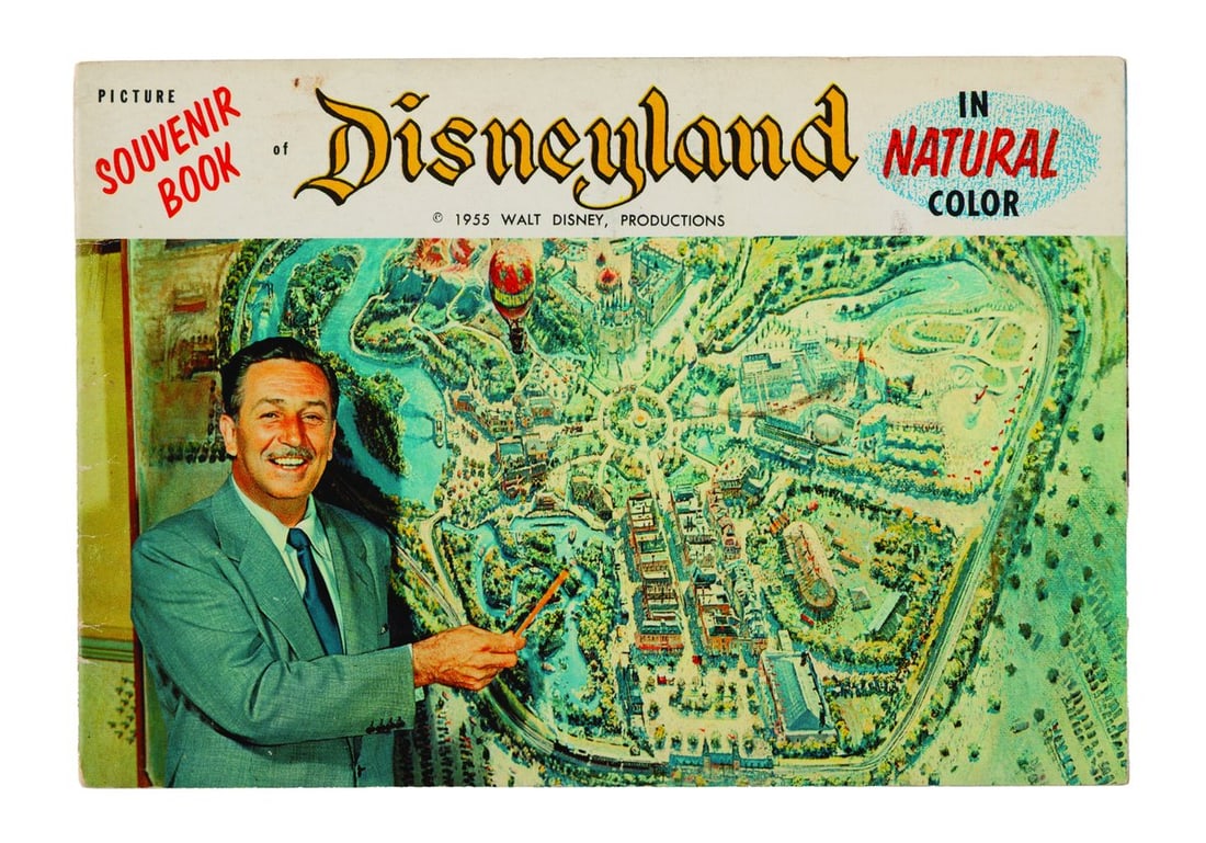 A 1955 Picture Souvenir Book of Disneyland.: (Disneyland, 1955) A Picture Souvenir Book of Disneyland in Natural Color. This rare 24-page softcover guidebook was available during the inaugural year of the Park. The pages contain a land-by-land t