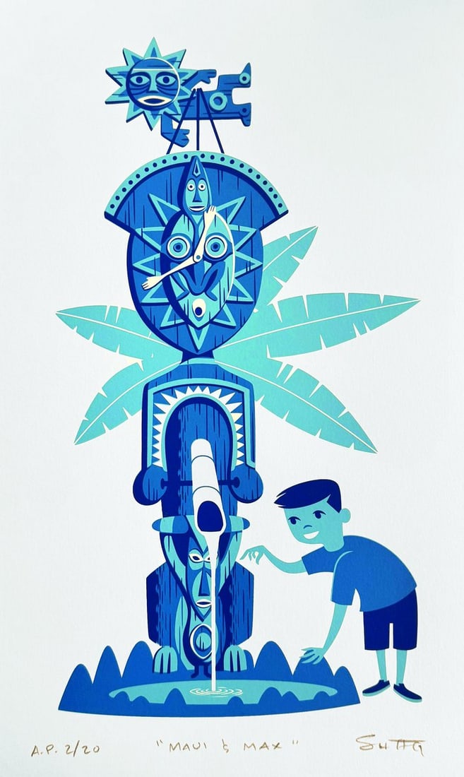 A SHAG Enchanted Tiki Room “Maui and Max?? Artist’s Proof.: (Disneyland, 2013) A signed “Maui and Max” print by SHAG for the 50th anniversary of Walt Disney’s Enchanted Tiki Room. SHAG signed the bottom right of the artist’s proof, numbered 2 of on