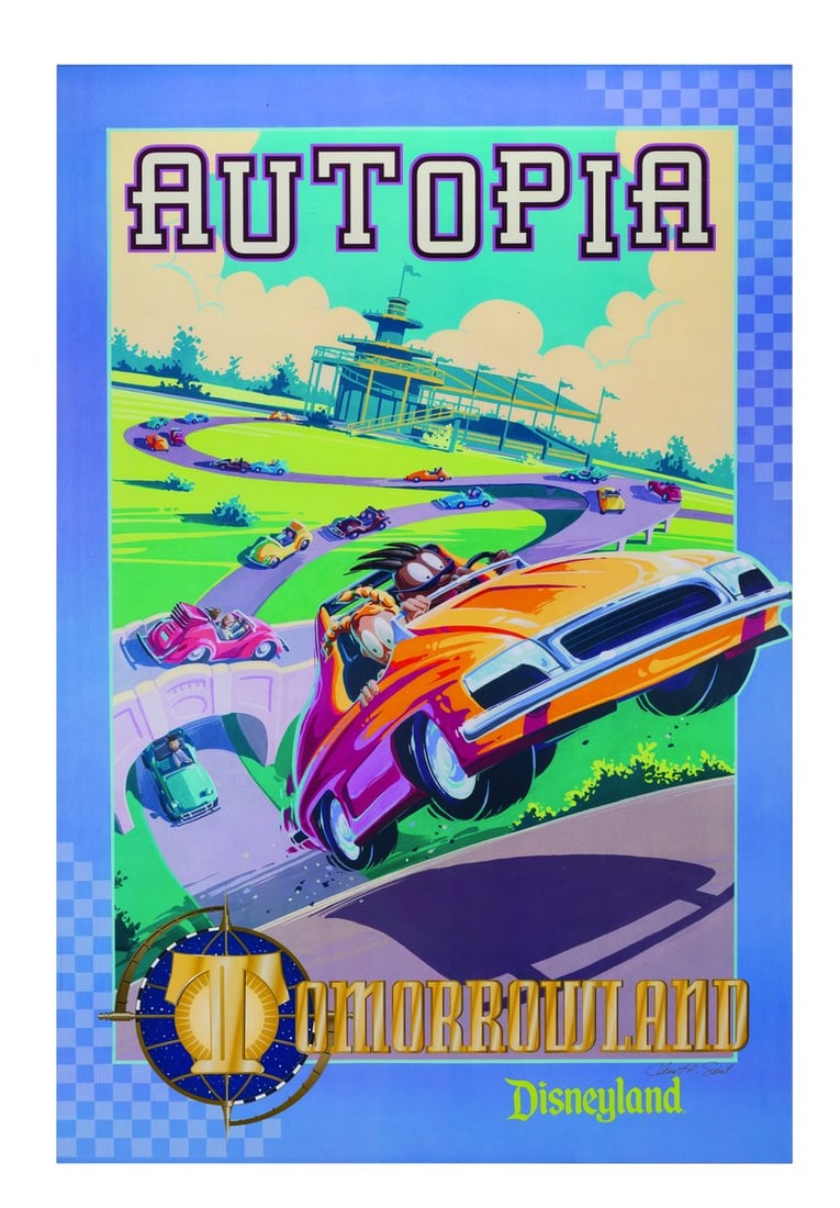 A Signed Autopia Attraction Poster.