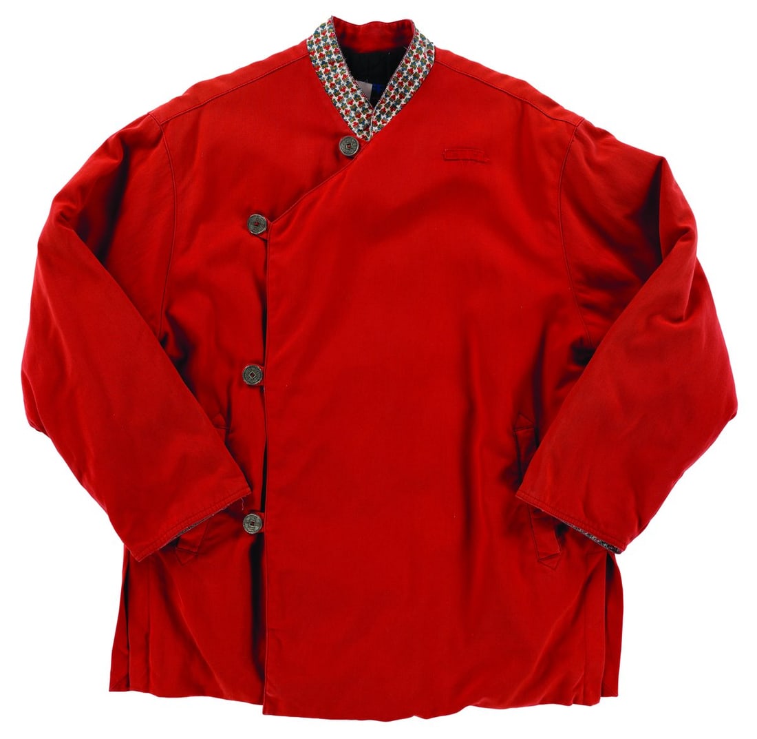 A Kali River Rapids Cast Member Coat.: (Disney's Animal Kingdom, 2006) A costume coat worn by Cast Members working the Kali River Rapids attraction in the Park's Asia land. Labeled a size Large and dated "Sept. 2006," the coat is in good c