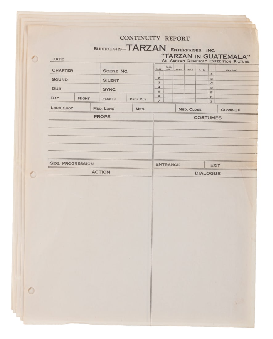 A Collection of "Tarzan in Guatemala" Continuity Reports. (1 of 2)