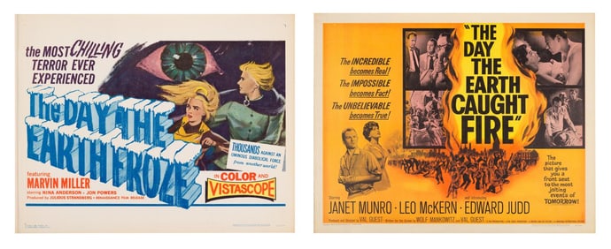 A Pair of "The Day The Earth Caught Fire" and "The Day The Earth Froze" Half-Sheets.