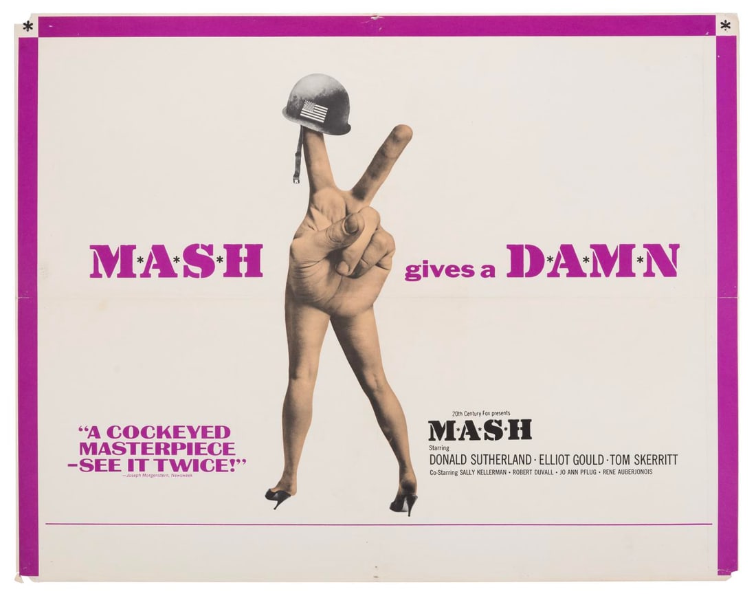 A “M*A*S*H?? Half-Sheet.: (20th Century Fox, 1970) A half-sheet for the “M*A*S*H” film starring Donald Sutherland, Elliott Gould, and Tom Skerritt. Measuring 22" x 28", the poster is in good condition with original fol