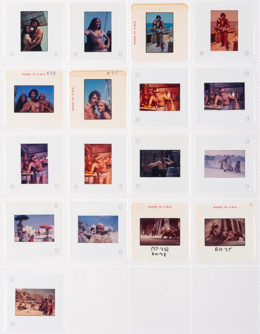 A "Sinbad and the Eye of the Tiger" Publicity Slide Collection.: (Columbia, 1977) A collection of 17 35mm slides of publicity photos from "Sinbad and the Eye of the Tiger." Included are photos of the cast, Patrick Wayne, Jane Seymour, and Taryn Powe, as well as