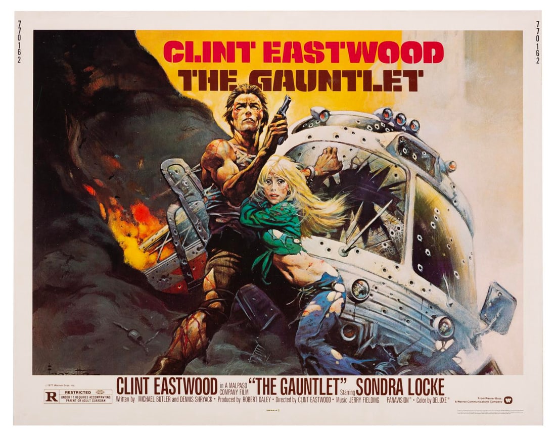 A Clint Eastwood “The Gauntlet?? Half-Sheet.: (Warner Bros., 1977) A half-sheet for “The Gauntlet,” starring Clint Eastwood and Sondra Locke. Measuring 22" x 28", the poster is in very good condition with light creasing.