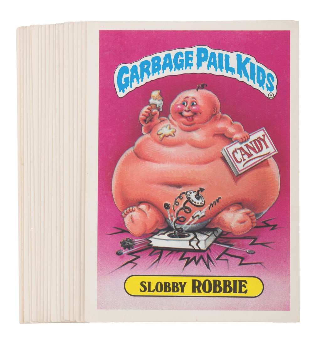 A Collection of Garbage Pail Kids Giant Stickers.: (Topps, 1986) A collection of 19 oversized Garbage Pail Kids stickers including three duplicates. Measuring 5” x 7”, the stickers are in good condition with edge and corner wear.