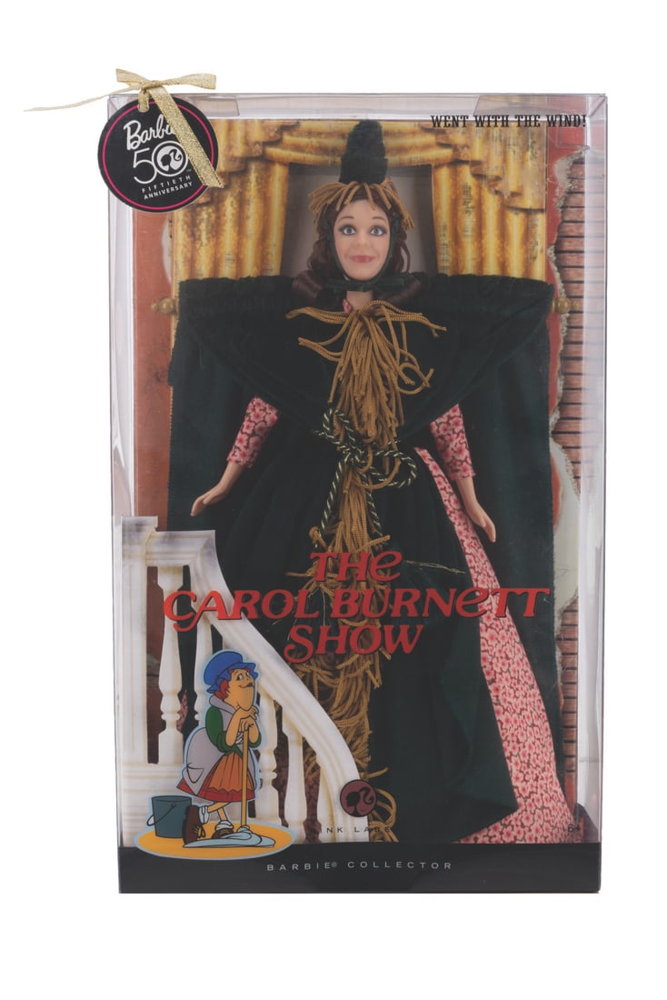 A Carol Burnett "Went With the Wind" Barbie.: (Mattel, 2009) A "The Carol Burnett Show" Went With The Wind Barbie doll, sculpted in the likeness of Miss Burnett and wearing an elaborate recreation of her famous