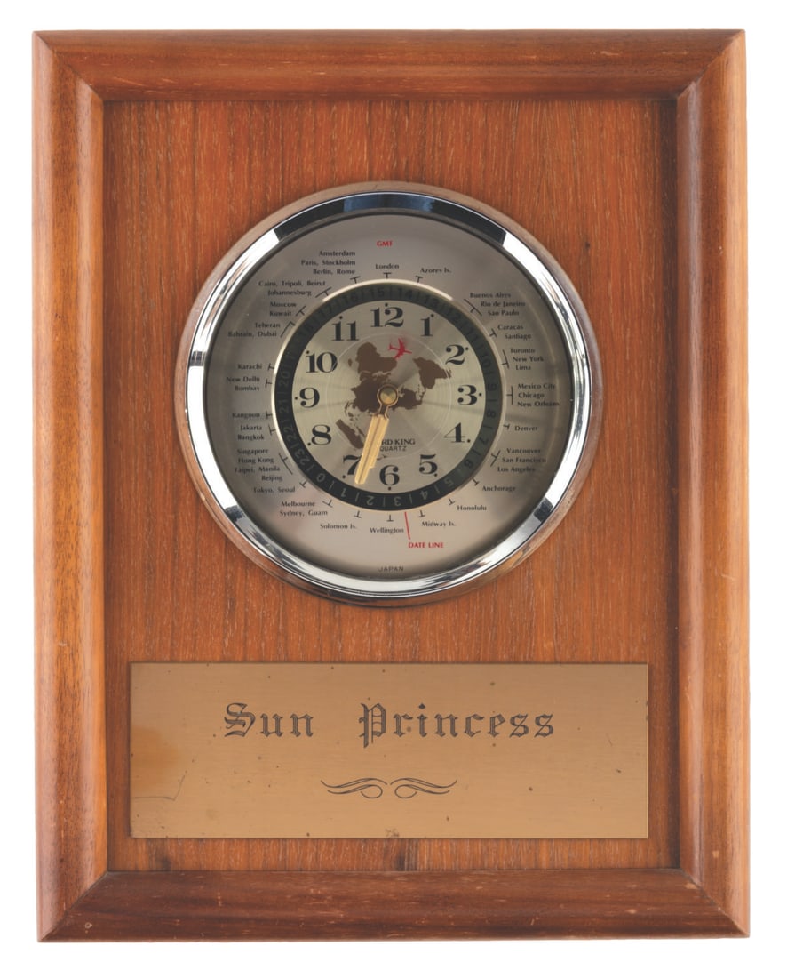A "The Love Boat" Sun Princess Clock Prop.: (ABC, 1970s) A Sun Princess clock prop from "The Love Boat." Originally part of the Princess Cruise Line, the Sun Princess ship was used for filming "The Love Boat" television series, TV movie, and