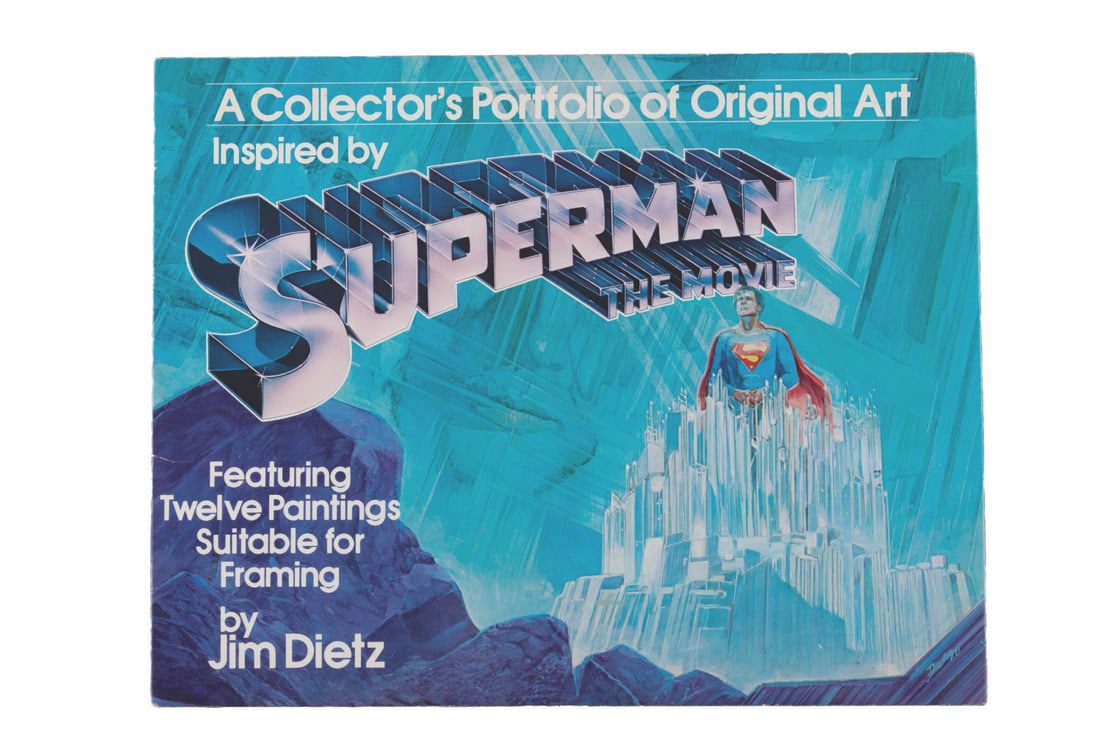 A “Superman: The Movie?? Portfolio of Art Prints.: (Warner Bros., 1979) A portfolio of 12 Superman art prints painted by Jim Dietz, inspired by scenes from “Superman: The Movie.” Measuring 11” x 14”, the prints are in fine conditio