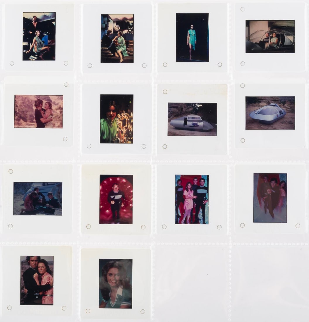 A "Logan's Run" Movie and TV Publicity Slide Collection.: (United Artists, 1976) A collection of 14 35mm slides of publicity photos from the "Logan's Run" movie and short-lived television show. Pictured are the cast, from the film, Michael York and Jenny