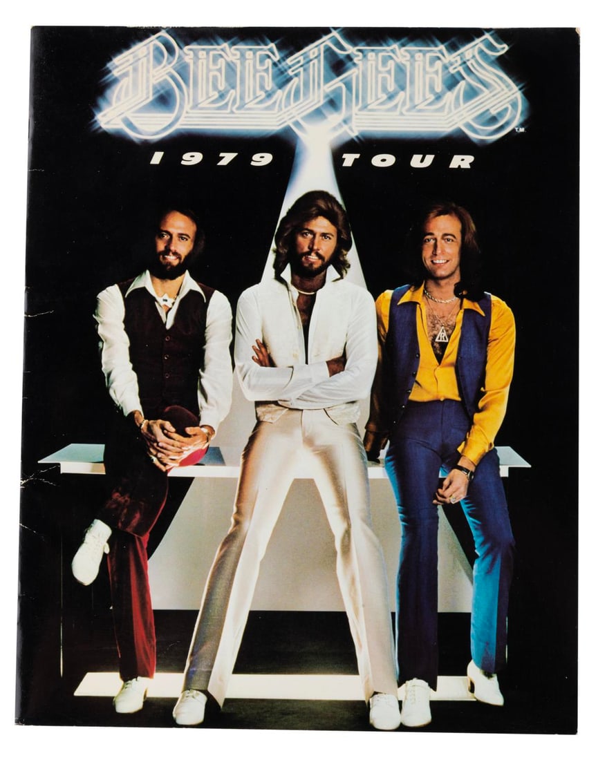 A Bee Gees 1979 American Concert Tour Souvenir Program.: (Bee Gees, 1979) An oversized souvenir program from The Bee Gees North American Concert tour in 1979. The oversized 20-page program is filled with photos and stories about the Band members. Measuring