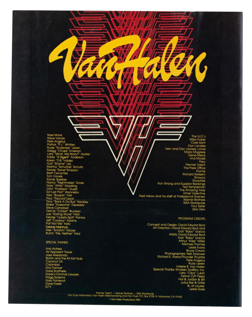 A 1981 Van Halen "Fair Warning" Souvenir Program. - 6