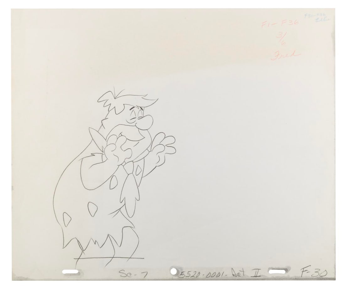 A Fred Flintstone Production Drawing. - 2