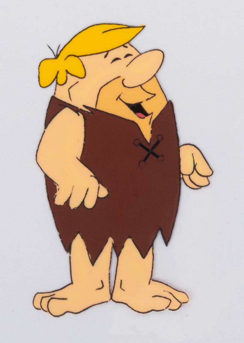 A “The Flintstones?? Barney Rubble Production Cel.: (Hanna-Barbera, 1970s-90s) An original hand-painted cel of Barney Rubble from an unknown production. With a character size of 2.5” x 4” on the 10.5” x 12.5” cel, the piece