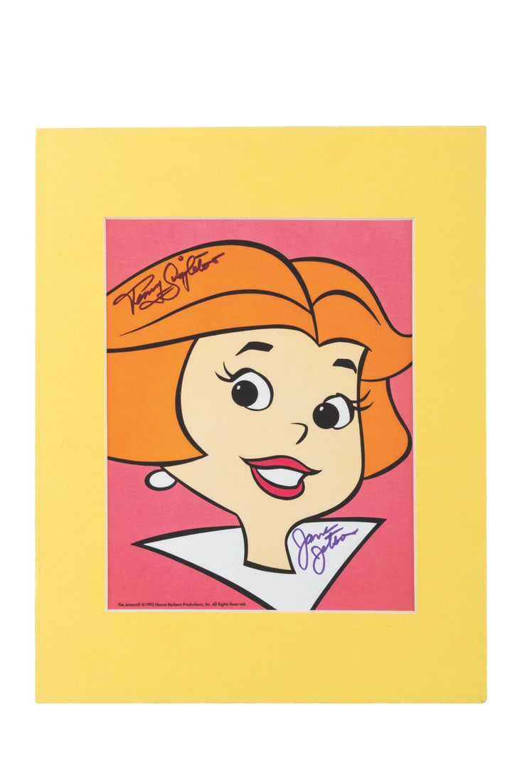 A Signed Jane Jetson Poster Print.: (Hanna-Barbera, 1990s) A print of Jane Jetson signed by her voice artist, Penny Singleton. With an image size of 7.5" x 9.5" in an 11" x 14" matte, the autographed piece is in fine condition.