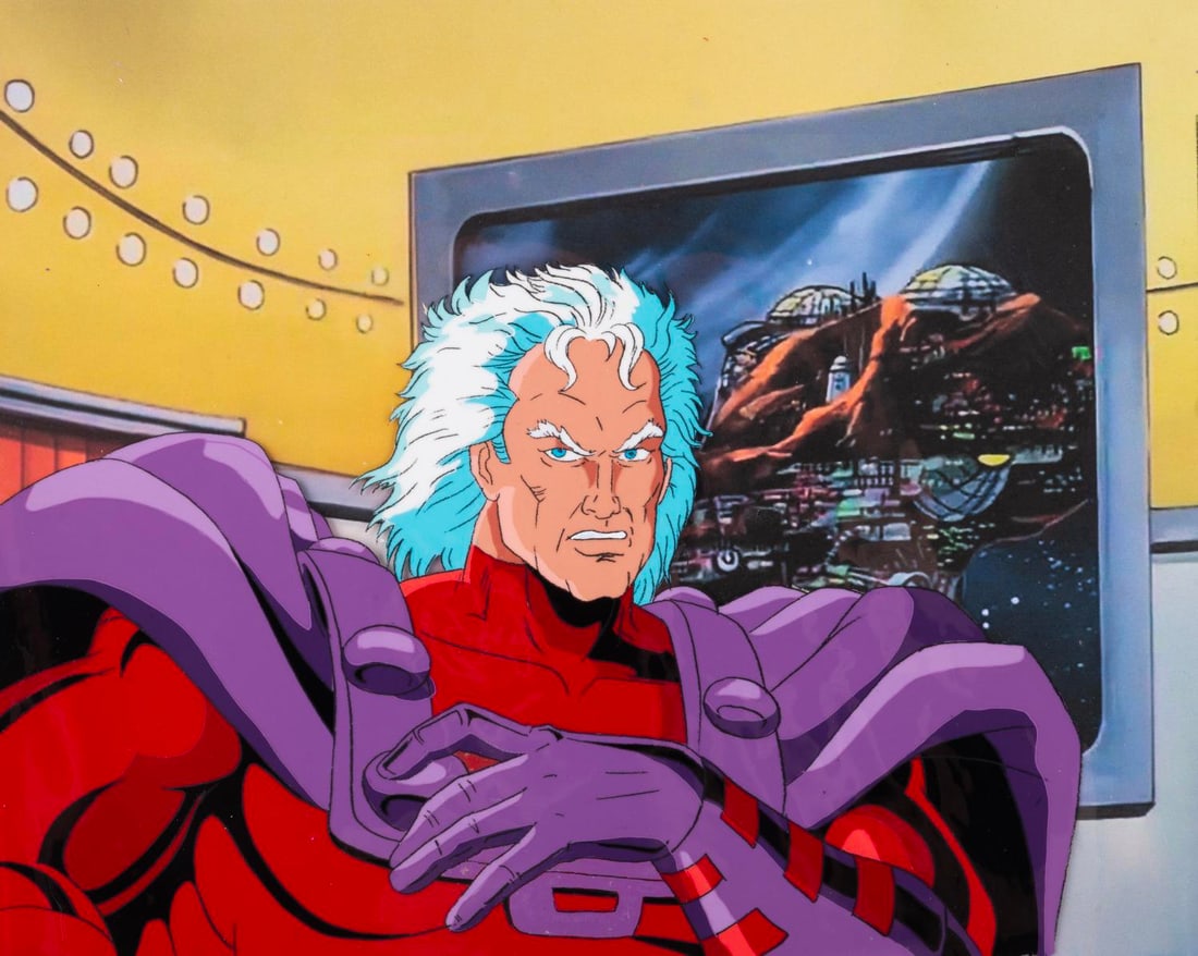 An "X-Men: The Animated Series" Production Cel.: (Fox, 1995) An original production cel of Magneto from the “X-Men: The Animated Series” episode “Sanctuary, Part One” with a color copy background. Magneto has an image size of