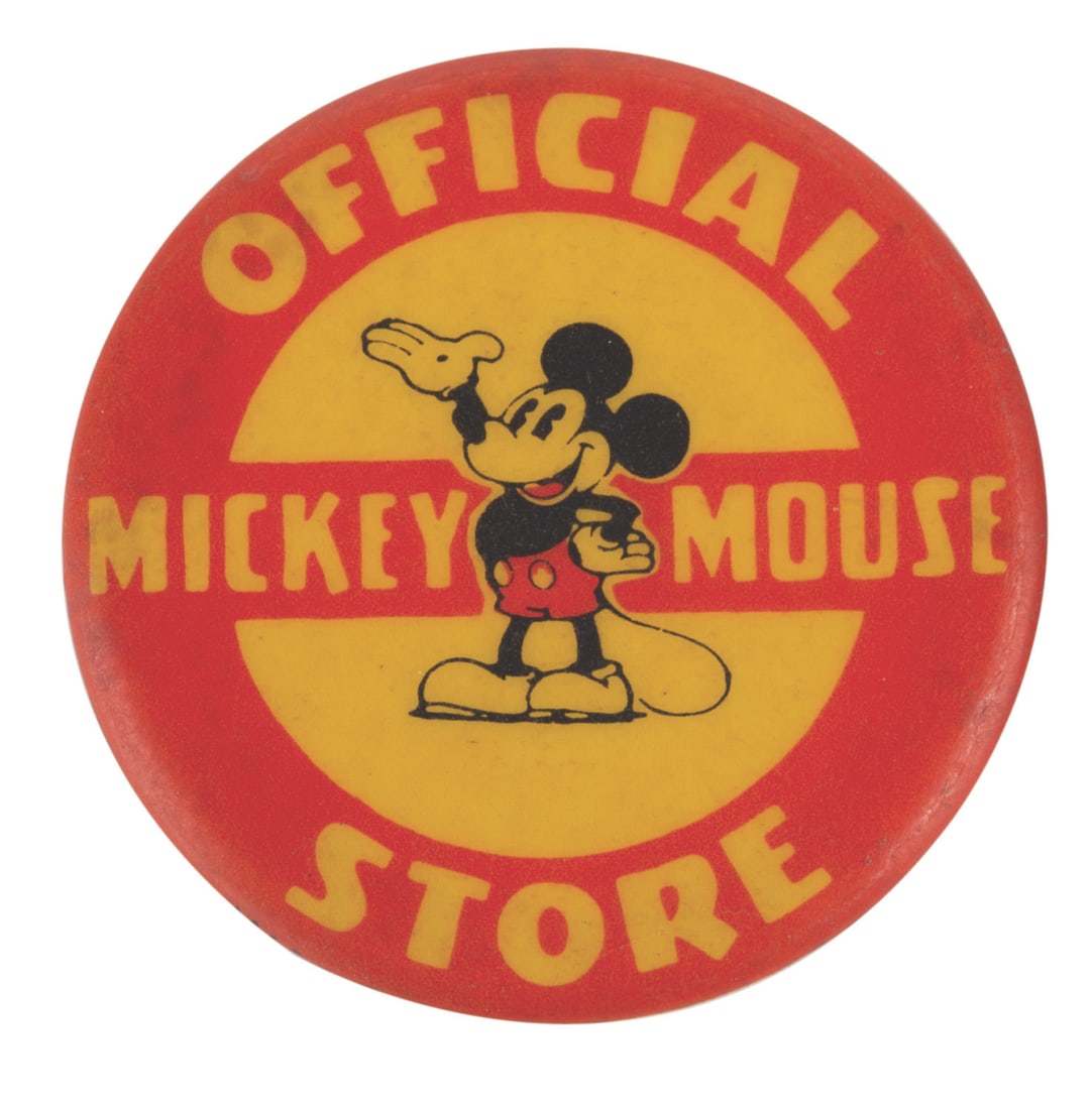 A Mickey Mouse Official Store Button. (1 of 2)