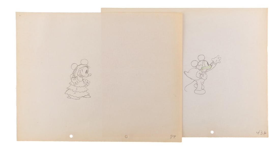 Mickey and Minnie Mouse Production Drawings for "Mickey's Mellerdrammer." (1 of 7)