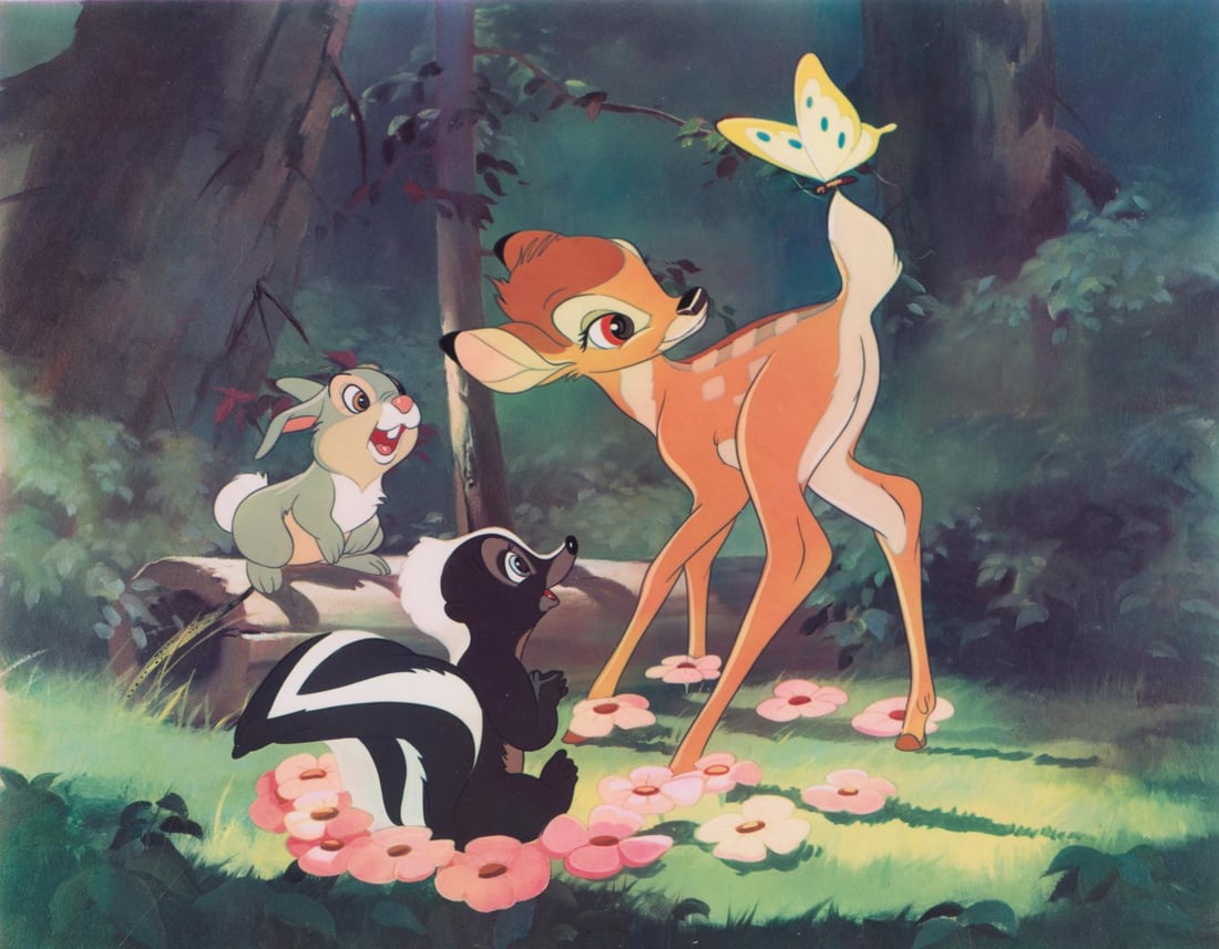 A Disney Studio "Bambi" Dye Transfer.: (Disney, 1950s) A Disney Studio photographic dye transfer of a scene from “Bambi.” Dye transfers such as these were given as gifts to visitors of the Studio and sold through the Art Corner at