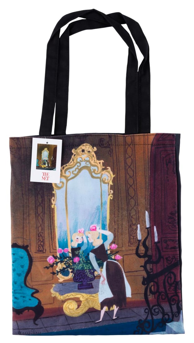 A "Cinderella" Mary Blair Concept Tote.: (The Met, 2021) A souvenir "Cinderella" tote bag featuring concept artwork by Disney Legend Mary Blair from the Inspiring Walt Disney: The Animation of French Decorative Arts exhibition at the