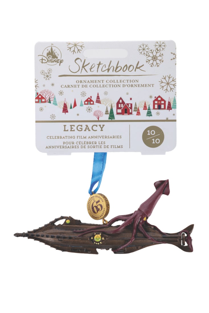 A "20,000 Leagues Under the Sea?? 65th Anniversary Ornament.: (Disney, 2019) A Sketchbook Nautilus Christmas ornament commemorating the 65th anniversary of "20,000 Leagues Under the Sea.” Measuring 2” x 5”, the ornament is in fine condition on 