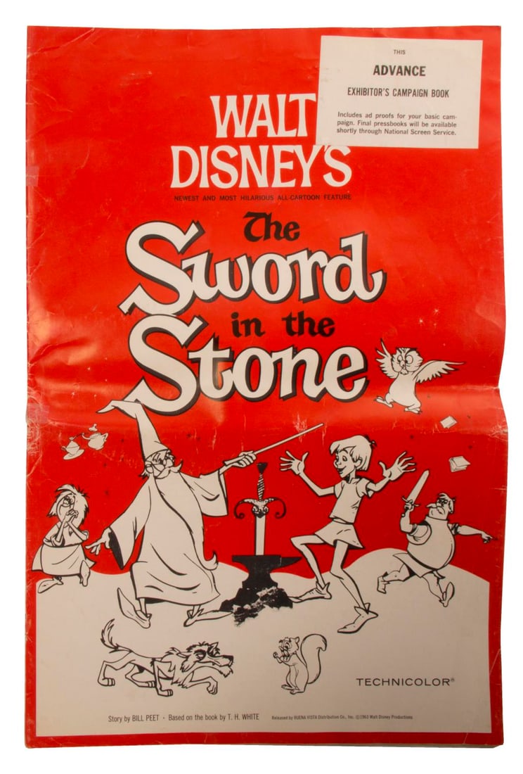 A “The Sword in the Stone?? Advance Campaign Book.: (Disney, 1963) An original advance exhibitor's campaign book for “The Sword in the Stone.” This book contains graphics, publicity stories, photos of promotional displays and products, and much