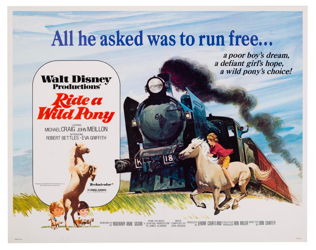 A "Ride a Wild Pony" Half-Sheet.: (Disney, 1975) A half-sheet for the Australian shot "Ride a Wild Pony," which tells the story of two strong-willed youth quarreling over a pony. Measuring 22" x 28", the poster is in very good to fine