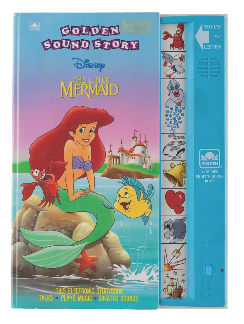 A Little Mermaid Golden Sound Story Book.: (Western Publishing, 1991) A Little Mermaid Golden Sound Story interactive storybook. The book plays 10 different sounds when pressed, and includes replaceable batteries that are still functioning.