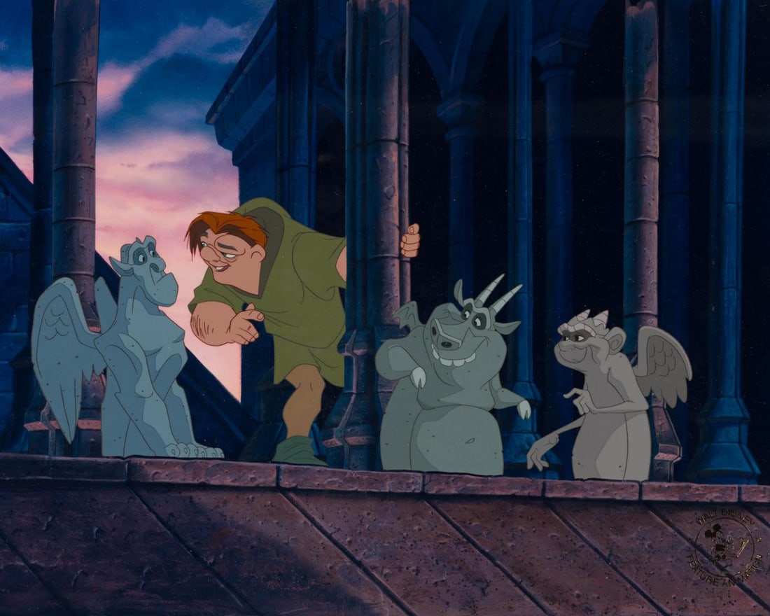 A “The Hunchback of Notre Dame?? Feature Animation Employee Cel.: (Disney, 1996) A Feature Animation employee exclusive limited edition cel from “The Hunchback of Notre Dame.” At the end of production, employees were given a choice from 14 key scenes in the