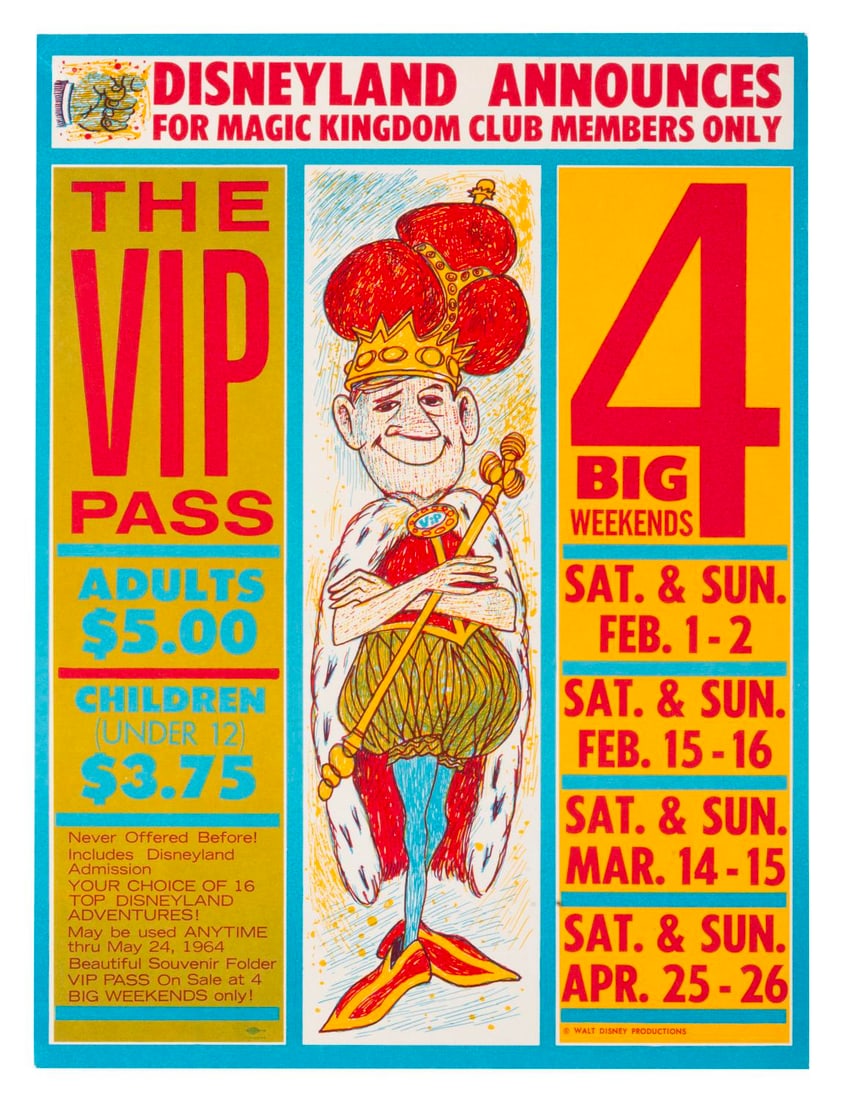 A 1960s Disneyland Magic Kingdom Club VIP Pass Flyer. (1 of 1)
