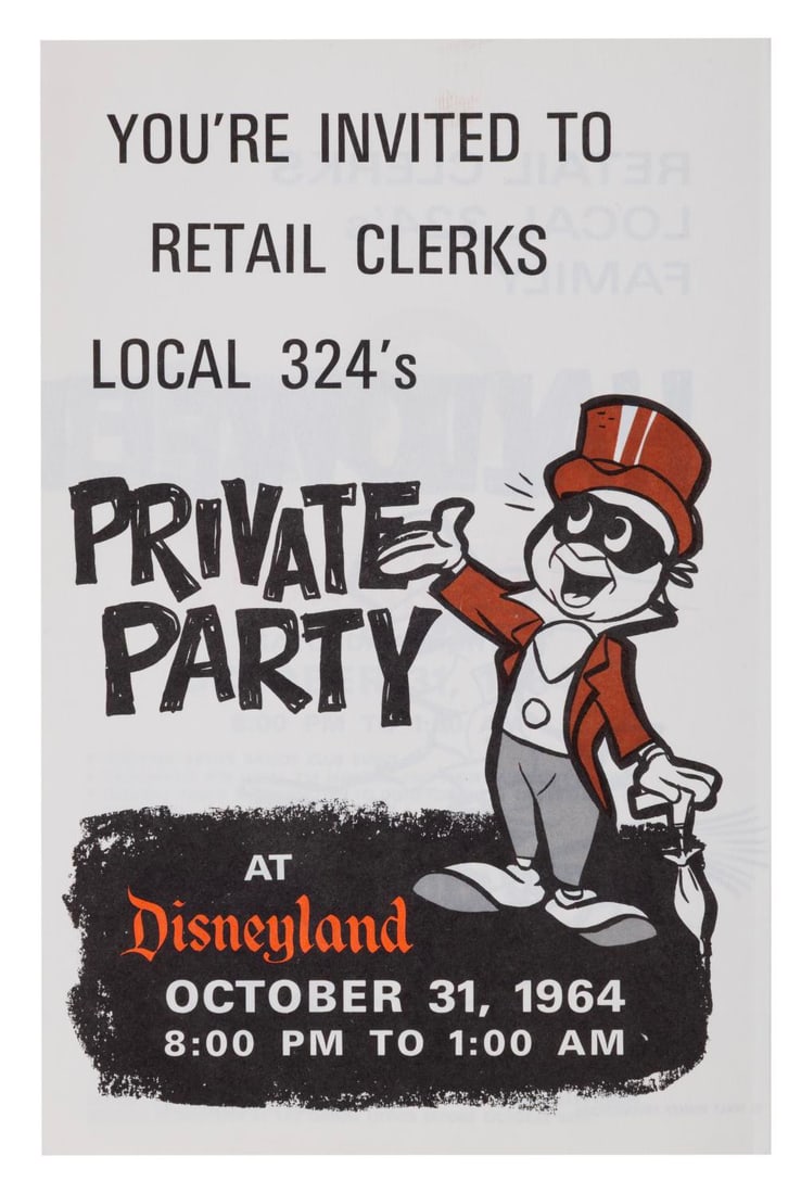 A Disneyland Retail Clerks Party Flyer. (1 of 3)