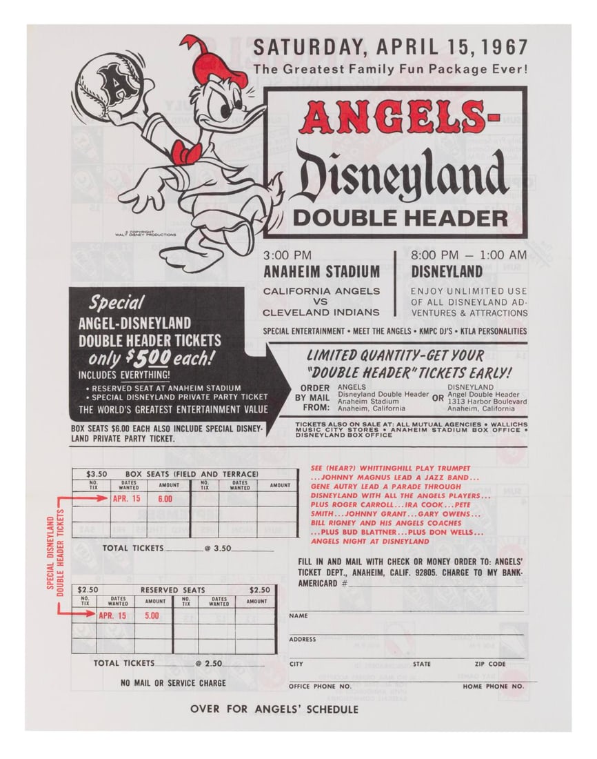 An Angels-Disneyland Double Header Ticket Flyer. (1 of 2)
