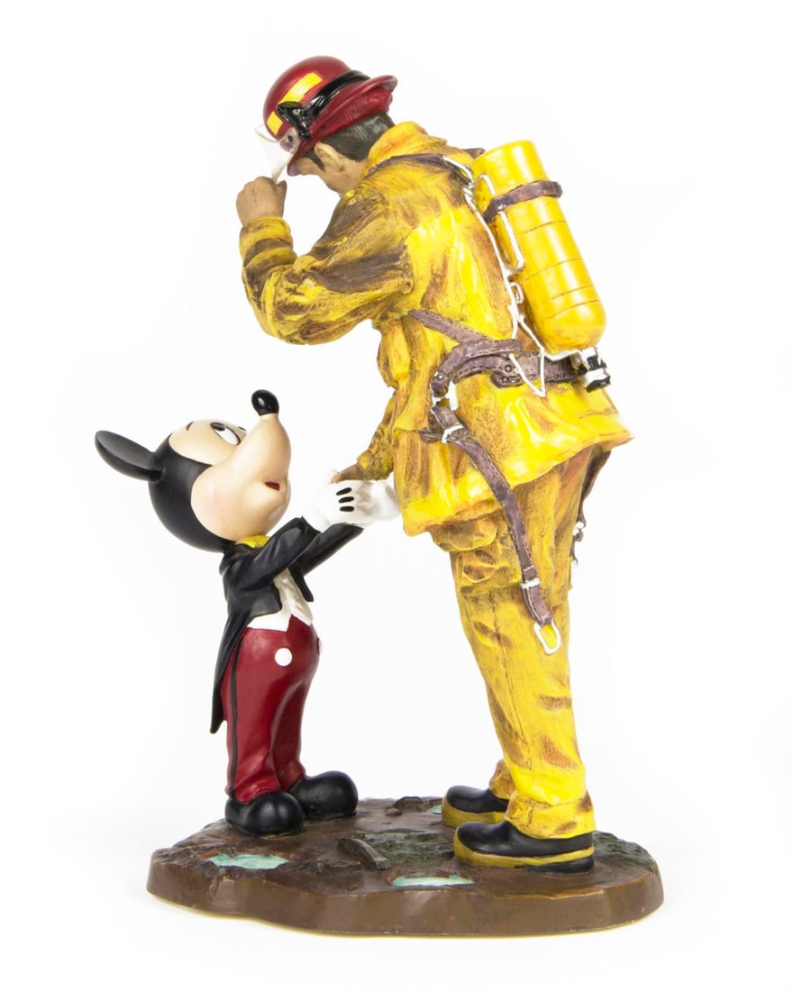 "A Disney Tribute to Fire Fighters" Boyer Statue & Pin.: (Disneyland, 2002) "A Disney Tribute to Fire Fighters" hand-painted resin statue, inspired by the iconic artwork of Charles Boyer. The statue was created exclusively for Disneyland and Walt Disney