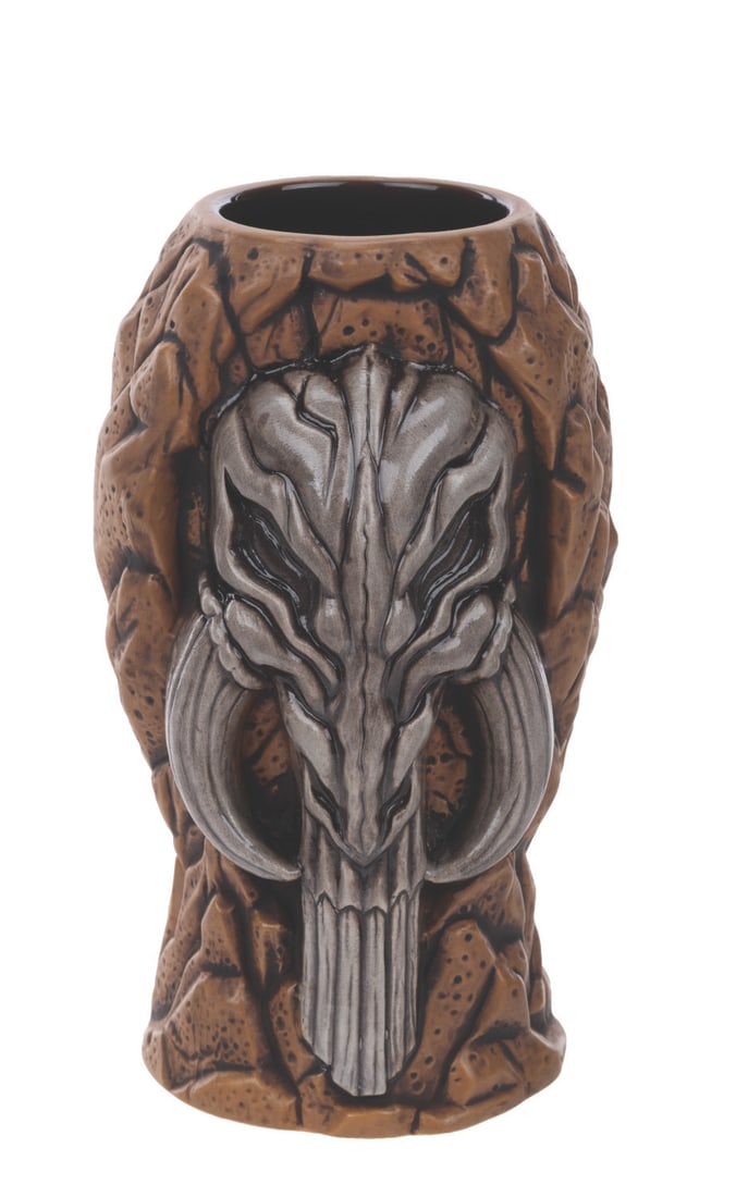 A 1st Edition Oga’s Cantina Mythosaur Mug.: (Disney Parks, 2025) A first edition mythosaur skull mug, sold in Oga’s Cantina at Star Wars: Galaxy’s Edge. Measuring 3.5” in diameter x 6” tall, the mug is in fine as-new condition.