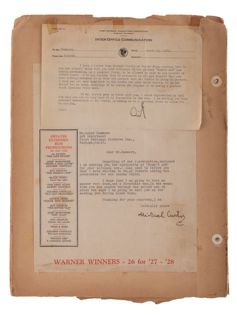 A Rare Director Michael Curtiz Signed Letter.: (Warner Bros., 1928) A rare letter signed by prolific director Michael Curtiz. Long before directing classics including "Casablanca," "White Christmas," and Errol Flynn's "The Adventures of Robin