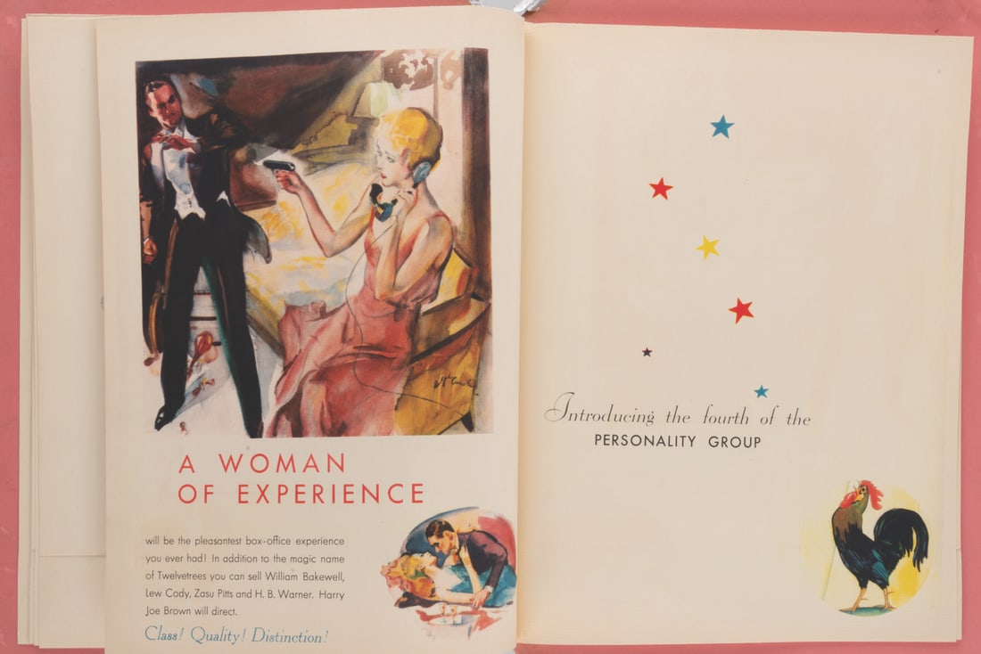 A 1931 RKO Pathé 1st Year Personality Group Book.: (RKO Pathé, 1931) An RKO Pathé Personality Group book, highlighting for exhibitors the top talent starring in upcoming releases for the newly-merged Pathé and RKO Studio. The book includes foldout