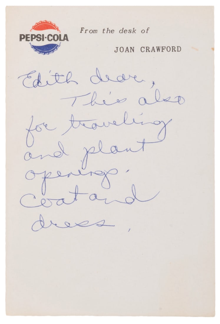 Joan Crawford's Notes to Edith Head. - 5