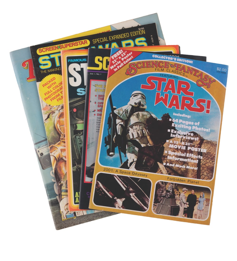 A Rare "Star Wars" Magazine Collection.: (Various, 1977-1983) A collection of five "Star Wars" magazines, published during the trilogy's original theatrical runs. Included are Science Fantasy Film Classics, Famous Monsters Star Wars
