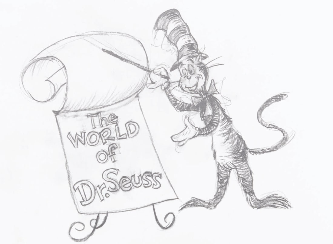 A "The Butter Battle Book" Cat in the Hat Drawing.: (Bakshi, 1989) An original Cat in the Hat drawing from Ralph Bakshi's production of "The Butter Battle Book," based on the book by Dr. Seuss. Accomplished in graphite, the art was likely created for a