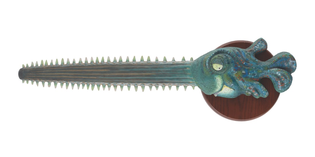 A Dr. Seuss Unorthodox Taxidermy Sawfish.: (Seuss, 1995) A hand-painted sculpture of a Sawfish, based on the original 1930s plaster sculpture by Dr. Seuss. Not only a world-class author and illustrator, Seuss created these Unorthodox Taxidermi