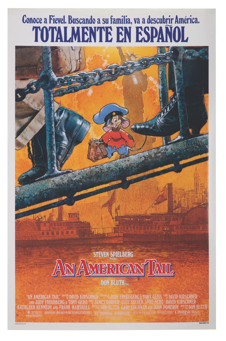 "An Americal Tail" Rare Spanish One-Sheet.: (Universal, 1986) A rare "An American Tail" one-sheet promoting Spanish-language screenings of the Don Bluth-directed film. Measuring 27" x 41", the poster is in very good condition with light