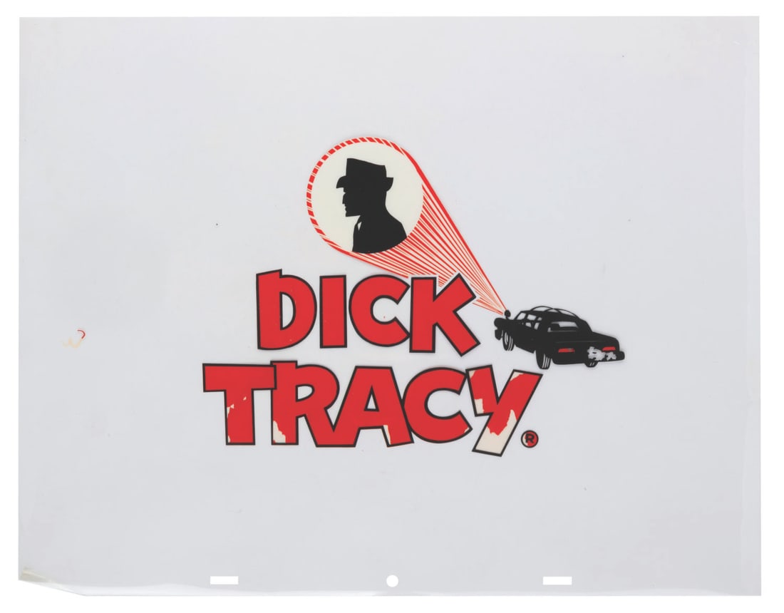 A "Dick Tracy" Original Title Cel.: (20th Century-Fox, 1967) An original hand-painted title logo for the live-action "Dick Tracy" television pilot. The series, which was never sold or aired, featured Ray MacDonnell as Dick Tracy, a youn