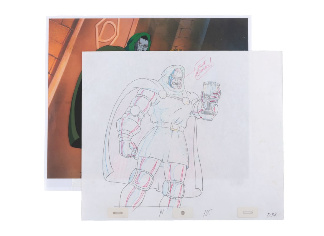 A "Fantastic Four" Doctor Doom Production Cel and Drawing. (1 of 3)