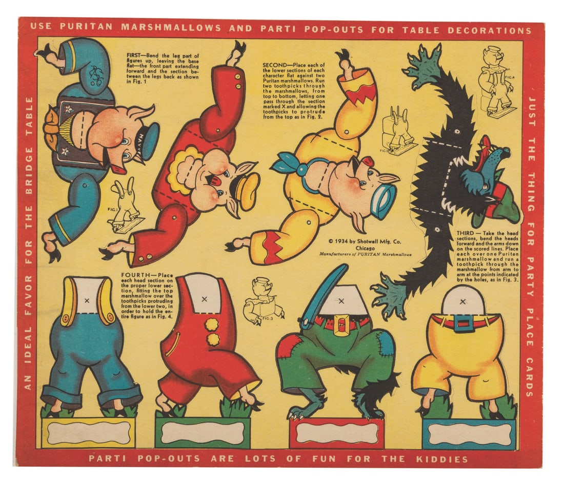 A Puritan Marshmallow "Three Little Pigs" Parti Pop-Outs. (1 of 1)
