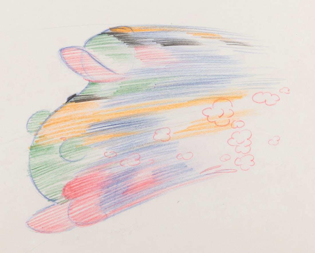 A "Donald's Penguin" Original Production Drawing.: (Disney, 1939) An original production drawing of Donald Duck from the animated short "Donald's Penguin." With an image size of 4.25" x 5.25" on 10" x 12" animation paper, the graphite and colored penc